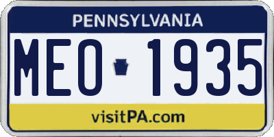 PA license plate MEO1935