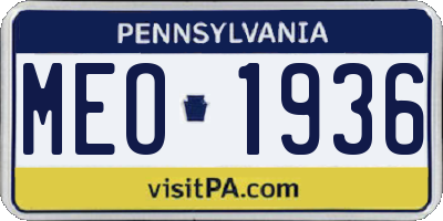 PA license plate MEO1936