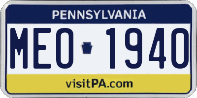 PA license plate MEO1940