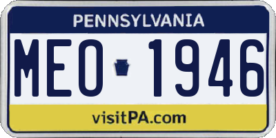 PA license plate MEO1946