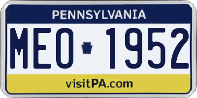 PA license plate MEO1952