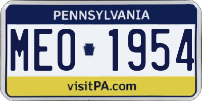 PA license plate MEO1954
