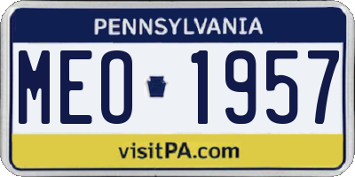 PA license plate MEO1957