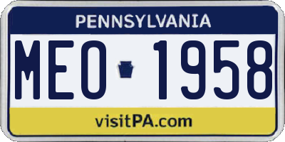 PA license plate MEO1958