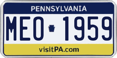 PA license plate MEO1959