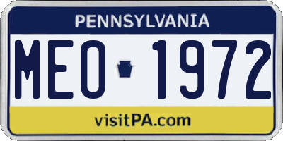 PA license plate MEO1972