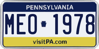 PA license plate MEO1978