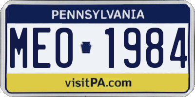 PA license plate MEO1984