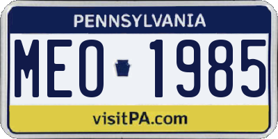 PA license plate MEO1985