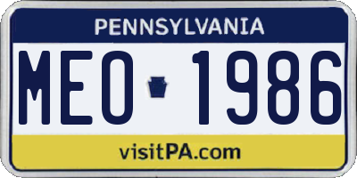 PA license plate MEO1986