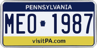 PA license plate MEO1987