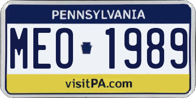 PA license plate MEO1989