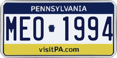 PA license plate MEO1994