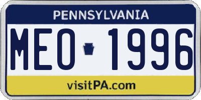 PA license plate MEO1996