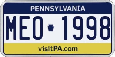 PA license plate MEO1998