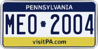 PA license plate MEO2004