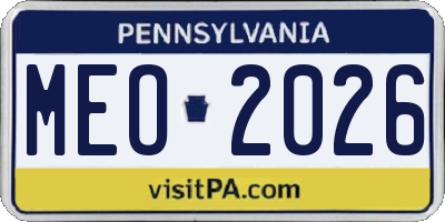 PA license plate MEO2026