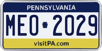 PA license plate MEO2029