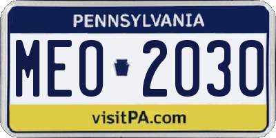 PA license plate MEO2030
