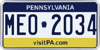 PA license plate MEO2034