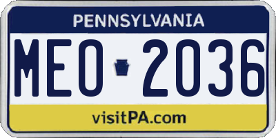 PA license plate MEO2036