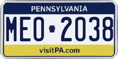 PA license plate MEO2038