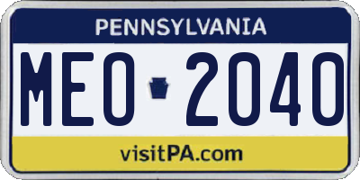 PA license plate MEO2040