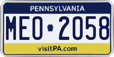 PA license plate MEO2058