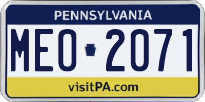 PA license plate MEO2071