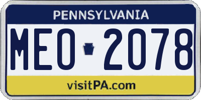 PA license plate MEO2078