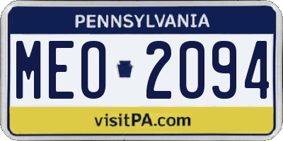 PA license plate MEO2094