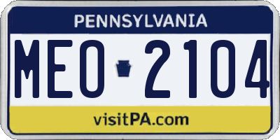 PA license plate MEO2104