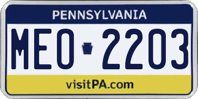 PA license plate MEO2203