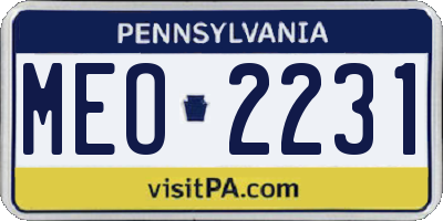 PA license plate MEO2231