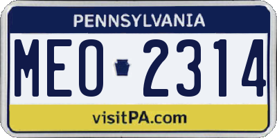PA license plate MEO2314