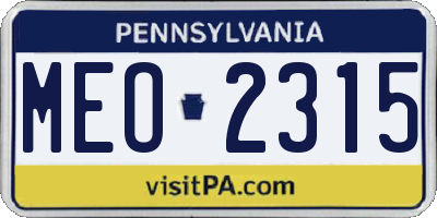 PA license plate MEO2315