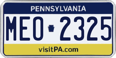PA license plate MEO2325