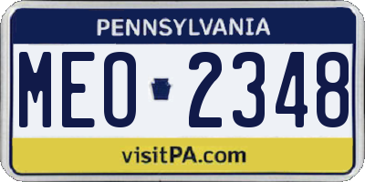 PA license plate MEO2348