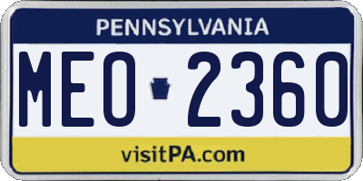 PA license plate MEO2360