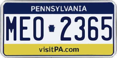 PA license plate MEO2365