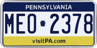 PA license plate MEO2378