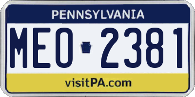 PA license plate MEO2381