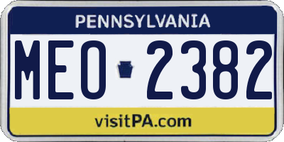 PA license plate MEO2382
