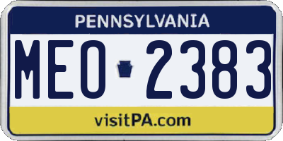 PA license plate MEO2383