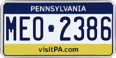 PA license plate MEO2386