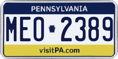 PA license plate MEO2389
