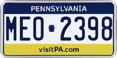 PA license plate MEO2398