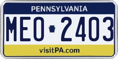 PA license plate MEO2403
