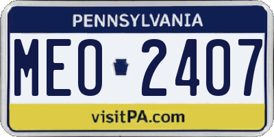 PA license plate MEO2407