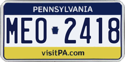 PA license plate MEO2418